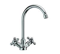 Grifo Mezclador De Cocina Cromado De Caño Alto Con Doble Comando - (H15T5C)