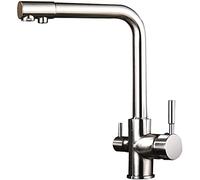 Grifo mezclador de cocina de doble control, moderno, de acero inoxidable, 2 funciones de agua, mango único, extraíble con rociador, barra húmeda, grifos mezcladores cepillados