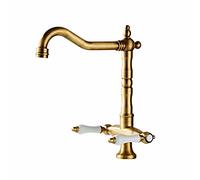 Grifo mezclador de cocina de latón antiguo con asas dobles cruzadas, duradero, con un agujero, acabado negro, ideal para cocinas modernas y vintage, diseño elegante y funcional
