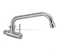 Grifo mezclador de cocina de montaje en pared de una sola manija de acero inoxidable 304 solo frío, boquilla de largo alcance para fregaderos pequeños, negro mate (H)