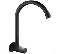 Grifo mezclador de cocina de montaje en pared de una sola manija de acero inoxidable 304 solo frío, boquilla de largo alcance para fregaderos pequeños, negro mate (M)