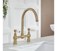Grifo Mezclador de Cocina Tradicional - Estilo Puente - Oro Satinado