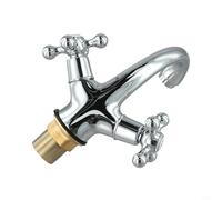 Grifo mezclador de doble mango para lavabo de baño, estilo frío, estilo vintage, grifo giratorio para baño, accesorio de grifo de agua cromado (cromo)