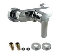 Grifo mezclador de ducha montado en la pared de aleación de zinc, grifo de bañera cromado con conectores G1/2, espacio entre agujeros de 150 mm, para una fácil instalación, válvula de agua fría y