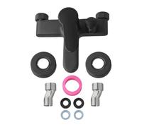 Grifo mezclador de ducha triple de aleación de zinc para bañera aplicación manual - Juego de accesorios de baño negro con doble control caliente/frío de apertura lateral (no incluye mangueras, cabezal