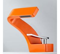 Grifo mezclador de latón para lavabo de baño, grifo de lavabo de cascada de una sola palanca en naranja vibrante, elegante, duradero y eficiente actualización de baño