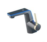 Grifo mezclador de lavabo de baño de cascada LED Grifo de lavabo con pantalla digital Grifo de lavabo de latón de una sola manija Grifo de lavabo montado en cubierta Mezclador caliente y frío Grifo de