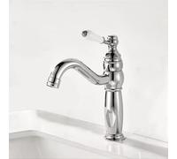 Grifo mezclador de lavabo de baño vintage, mezclador de lavabo cromado con boquilla giratoria, diseño corto para un uso fácil, ideal para baños modernos y clásicos