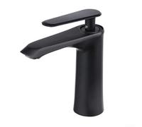Grifo mezclador de lavabo de latón macizo negro con mango único (C)