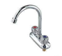 Grifo mezclador de lavabo montado en cubierta de doble manija de latón, grifo de fregadero de 2 agujeros para baño, control de agua fría y caliente de doble palanca, plata, 100 mm de espacio