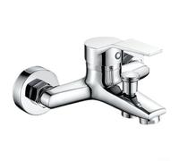 Grifo mezclador de lavabo montado en la pared de doble boquilla de aleación de zinc cromado grifo de lavabo de baño agua fría caliente monomando montaje en cubierta de elevación alta