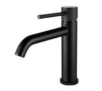 Grifo mezclador de lavabo negro, grifo mezclador para lavabo de baño, grifo monobloc moderno, grifo monomando para baño, grifo mezclador redondo de agua fría y caliente con mangueras G1/2 pulgadas