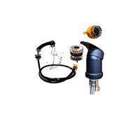 Grifo mezclador de lavabo original negro con cabezal de ducha de peluquería, cuenco de champú, rociador, cabezal de ducha, lavabo de peluquería, grifo mezclador (instalación sin herramientas, ahorra