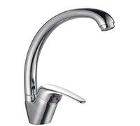 Grifo mezclador fregadero cocina lavandería con caño curvo color cromo con aireador y kit de accesorios para montaje