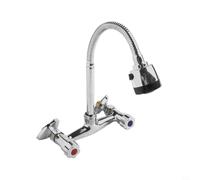 Grifo mezclador giratorio de 360 grados con doble mango montado en la pared con distancia central ajustable de 150 mm y elegante acabado cromado fabricado con material de aleación de zinc sólido