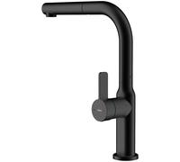 Grifo mezclador giratorio de caño alto ovalado 938 con ducha extraíble (negro) - TEKA