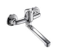 Grifo mezclador monomando de pared for cocina, mezclador giratorio for fregadero con agua fría y caliente, mezclador for fregona y lavabo(Silver)