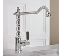 Grifo Mezclador Monomando para Fregadero de Cocina en Estilo Clásico - Cromado y Negro - Elizabeth