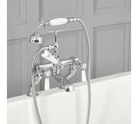 HudsonReed Grifo Mezclador para Bañera Estilo Tradicional Color Cromado y Blanco con Manijas a Palanca - Elizabeth