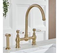 Grifo Mezclador para Fregadero de Cocina en Estilo Tradicional de Puente con Erogador Extraíble - Cromado y Negro - Elizabeth