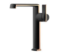 Grifo Mezclador para Lavabo de baño Black & Rose d, Monomando, latón, diseño Cascada, Agua fría y Caliente, Grifo Slish ABO para baños Modernos