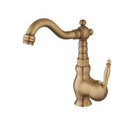 Grifo mezclador para lavabo de baño, giratorio de 360°, latón de estilo antiguo, palanca única para agua caliente/fría con mangueras estándar del Reino Unido