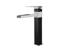 Grifo mezclador para lavabo de baño, grifo monomando con diseño de cascada, acero inoxidable cepillado, grifos de fregadero duraderos y elegantes para baños modernos