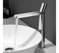 Grifo Mezclador para Lavabo De Baño, Grifo Monomando De 1 Orificio, Agua Fría Y Caliente., Chrome, Tall