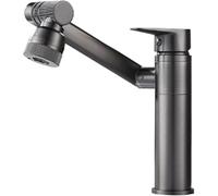 Grifo Mezclador para Lavabo de baño, Gris Pistola, grifos Monomando para Lavabo Alto, mezcladores para Lavabo de baño, rotación multidireccional, latón, anticorrosión y anticongela