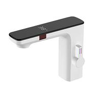 Grifo mezclador para lavabo de baño sin contacto con sensor infrarrojo, grifo automático blanco para un fácil funcionamiento manos libres, diseño higiénico y moderno para uso doméstico