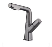 Grifo mezclador para lavabo de latón giratorio de 360 °, tipo elevación, para lavar el cabello fácilmente, gris plomizo (color: plata) (gris plomizo)