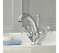 HudsonReed Grifo Mezclador para Lavabo Monoforo Tradicional con Manijas en Cruceta Disponible en Distintos Acabados - Elizabeth