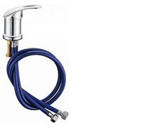 Grifo mezclador para lavabo y manguera con tubos largos, grifo mezclador de peluquería y manguera, fácil ajuste, ahorra mano de obra o bricolaje (grifo plateado de 80 cm (tubos de PVC)