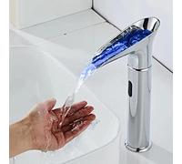 Grifo mezclador retro con sensor sin contacto con cambio de color LED, grifo de lavabo de cascada de agua caliente y fría para baño, grifos de fregadero de estilo antiguo, elegancia moderna.