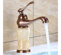 Grifo mezclador retro de un solo agujero con incrustaciones de jade, fácil de usar, grifo de fregadero de recipiente de una sola manija para cocina y baño