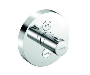 Grifo mezclador termostático empotrado KLUDI PUSH, de dos consumidores, roseta redonda, cromo, 389120538