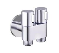 Grifo mezclador Válvula de ángulo 3 vías aleación zinc G1/2 montada en la pared 1 entrada 2 salidas plata for cocina baño inodoro