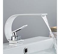 Grifo moderno para lavabo de baño, elegante grifo mezclador de latón con control de calor y frío, válvula de cerámica, elegante diseño de cascada para bidé y lavabo