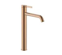 Grifo monocomando de lavabo con caño alto de diseño en acabado oro rosa Ona Roca