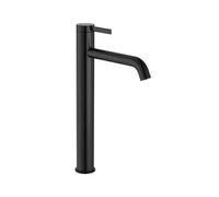 Grifo monocomando de lavabo con caño alto y desagüe click-clack de acabado negro titanio Ona Roca