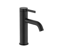 Grifo monocomando de lavabo con diseño circular y acabado negro mate Ona Roca