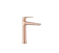 Grifo monomando alto para lavabo con aireador de silicona oculto de acabado oro rosa Fuji Tres
