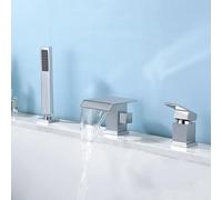 Grifo Monomando Bañera y Ducha Cascada 3 Orificios 2 Modo Grifo para Borde de Bañera,Cromado