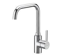 Grifo monomando con acabado cromado de cocina con caño recto para instalación sobre repisa Targa Roca