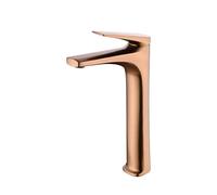 Grifo monomando con caño alto para lavabo fabricado en latón con acabado oro rosa cepillado Delos de Imex - Rosado / Sin válvula click-clack