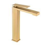 IMEX Grifo monomando PISA BDP048-3OC - caño alto latón oro cepillado - sin válvula click-clack