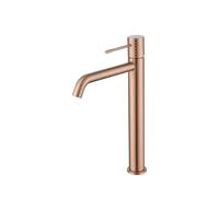 Grifo monomando con caño alto para lavabo hecho de latón con acabado oro rosa cepillado Genova de Imex - Rosado / Sin válvula click-clack