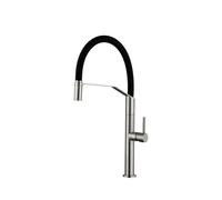 Grifo monomando de cocina flexible con cuerpo de acero inoxidable acabado satinado y negro mate Deva de Imex - Gris / Acero / Imex