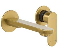 Grifo monomando de latón empotrado para lavabo en pared dorado Guatavia