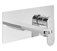 Grifo monomando de latón empotrado para lavabo en pared plateado Chungara
